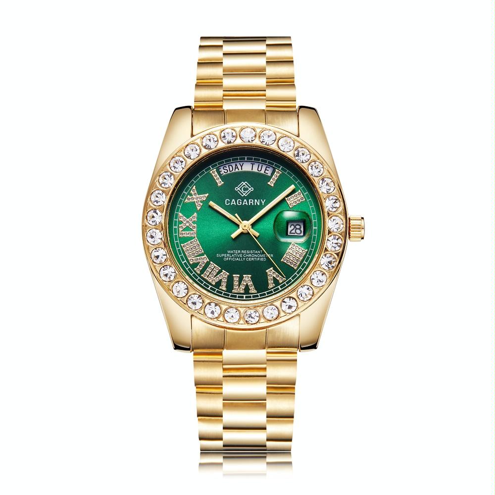 Men Quartz Watch with Diamond-encrusted Roman Numeral Dial - Silver Shell Red Dial