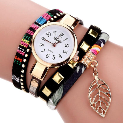 Leaf Pendant Quartz Bracelet Watch for Women - Sky Blue