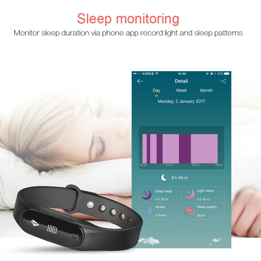 Bluetooth Smart Bracelet With Heart Rate Monitor And Sleep Tracker - Pink