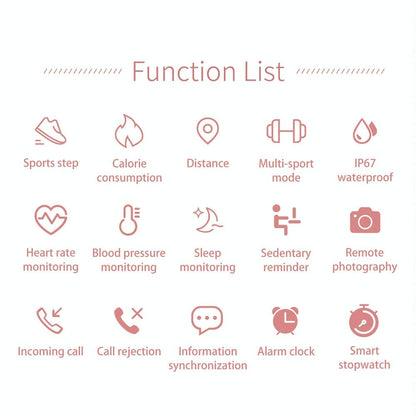 Waterproof Smart Bracelet With Lcd Screen And Heart Rate Monitor - Rose Gold