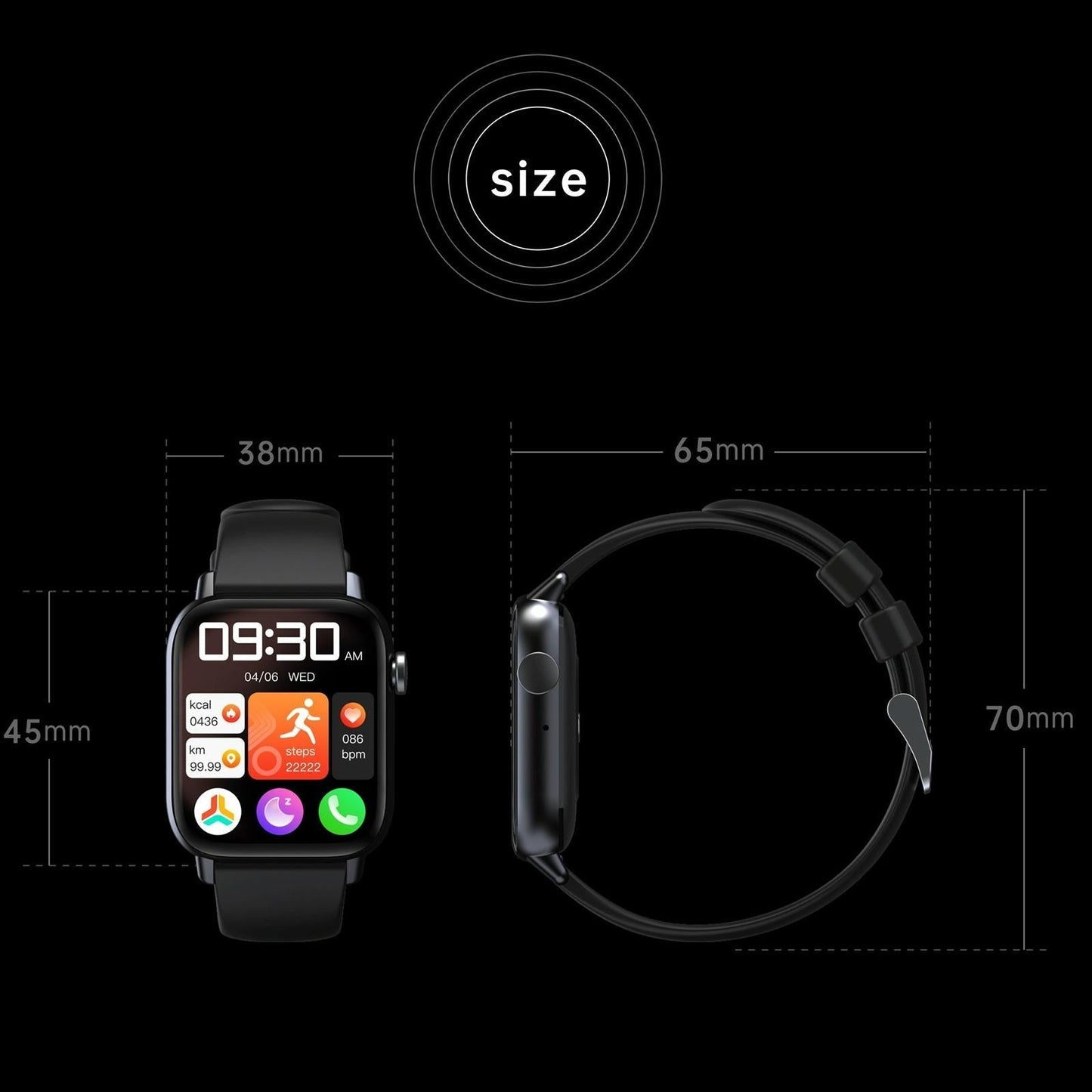 1.83 Inch Bt5.2 Smart Sport Watch Support Sleep / Heart Rate / Blood Oxygen / Temperature / Blood Pressure Health Monitor - Gold + Black