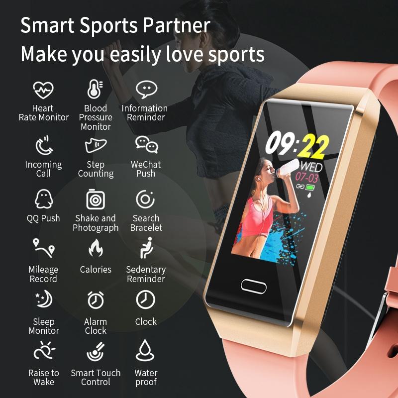 Waterproof Smart Bracelet With Tft Screen - 6 Inches - Grey