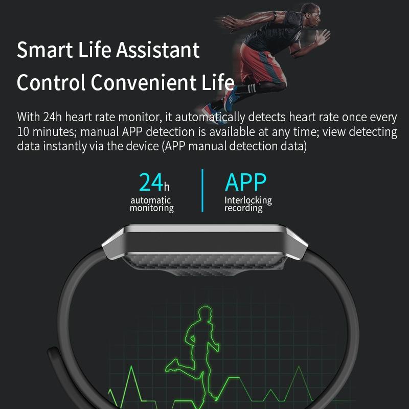 Waterproof Smart Bracelet With Tft Screen - 6 Inches - Grey