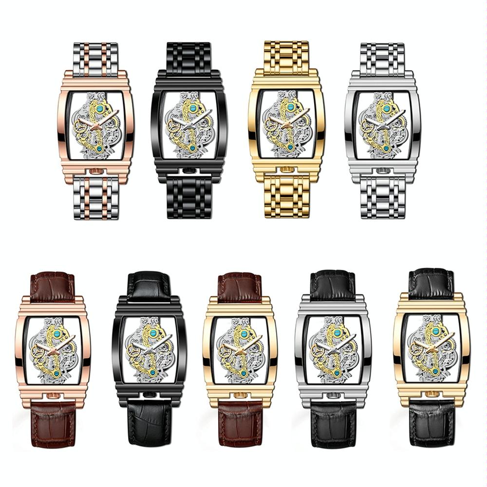 Waterproof Luminous Business Watch for Men - Gear Hollow Outdoor - Black Leather Black Steel