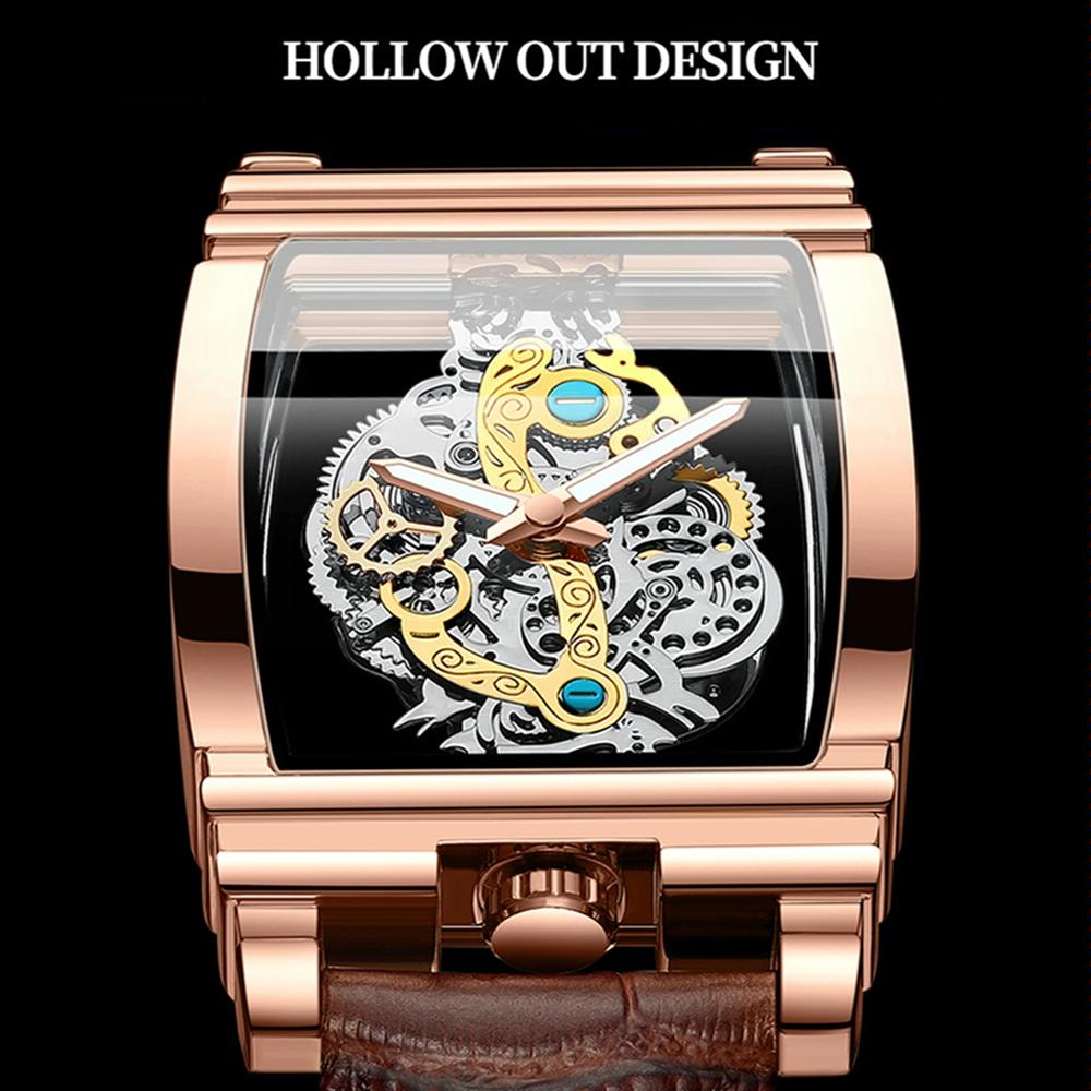 Waterproof Luminous Business Watch for Men - Gear Hollow Outdoor - Black Leather Black Steel