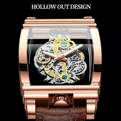 Waterproof Luminous Business Watch for Men - Gear Hollow Outdoor - Black Leather Black Steel