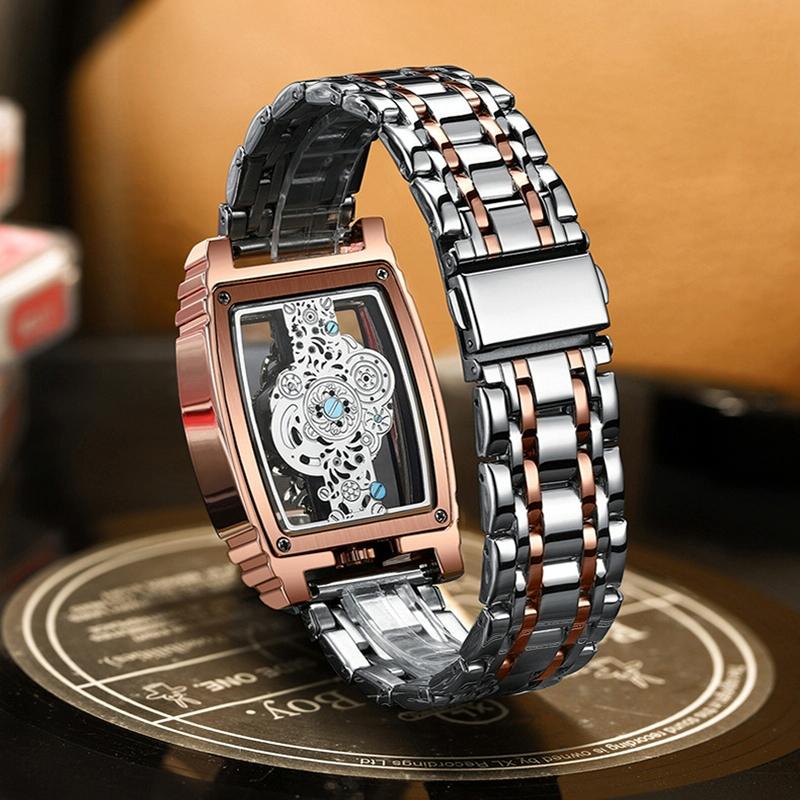 Waterproof Luminous Business Watch for Men - Gear Hollow Outdoor - Black Leather Black Steel
