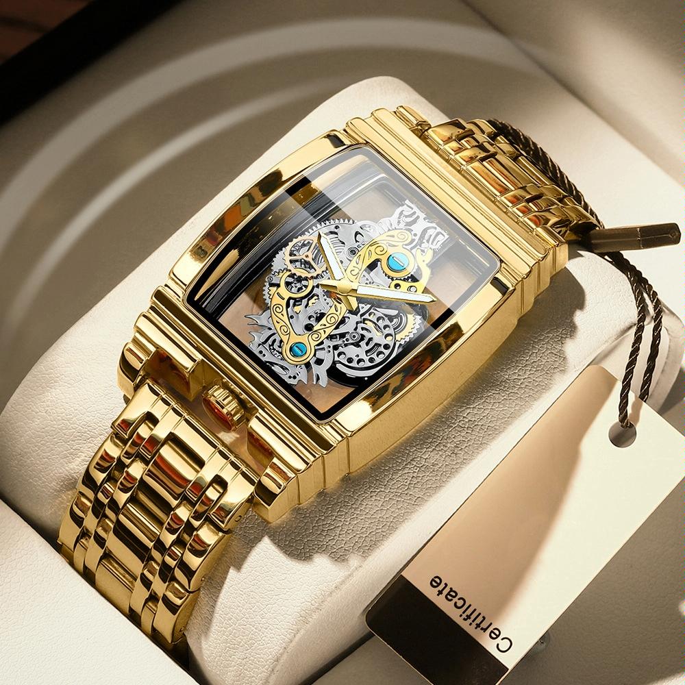 Waterproof Luminous Business Watch for Men - Gear Hollow Outdoor - Black Leather Black Steel