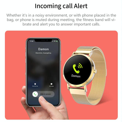 Smart Bracelet With Colour Screen Ip67 Waterproof Call / Heart Rate / Sleep / Sedentary Reminder - Gold