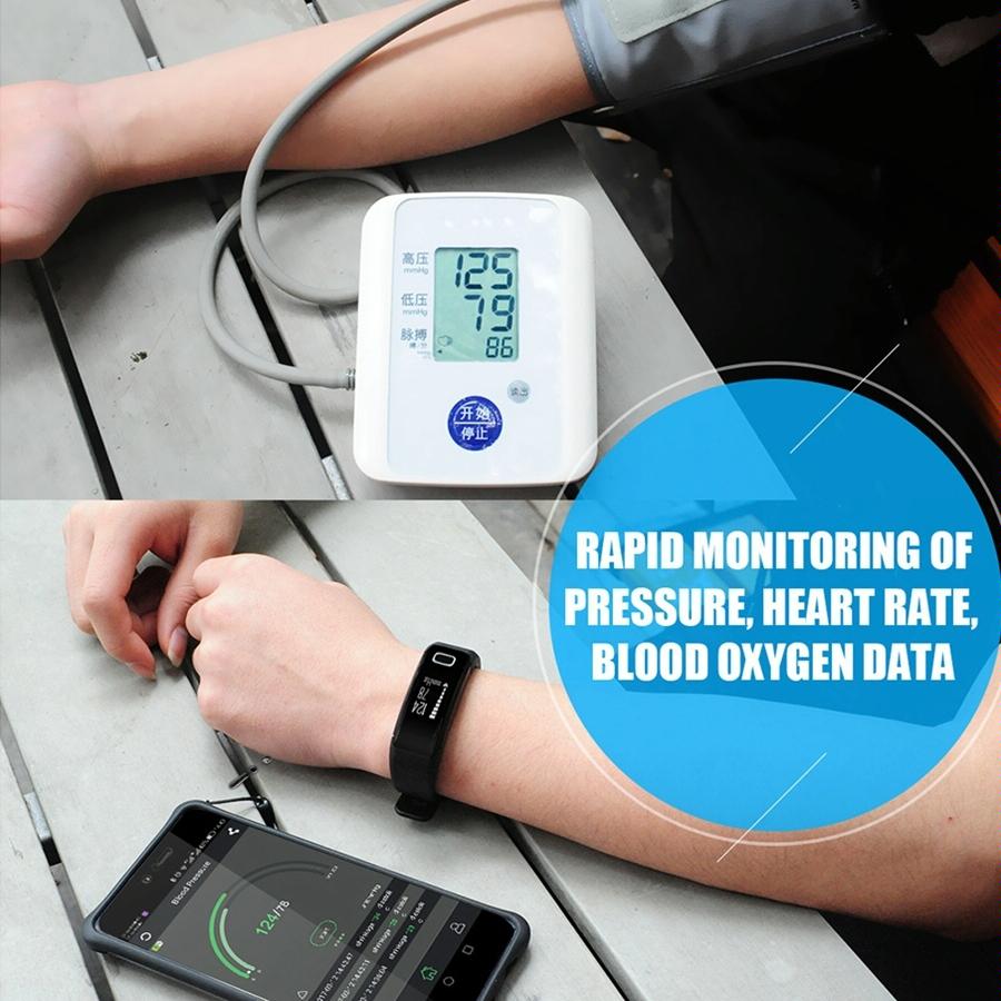 Smart Oled Bracelet - Waterproof Pedometer Bp Hr Blood Oxygen - Android / Ios - Blue