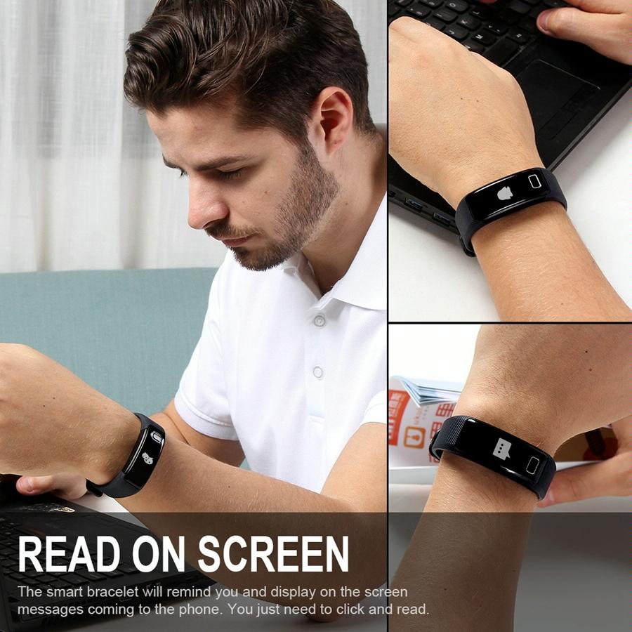 Smart Oled Bracelet - Waterproof Pedometer Bp Hr Blood Oxygen - Android / Ios - Blue