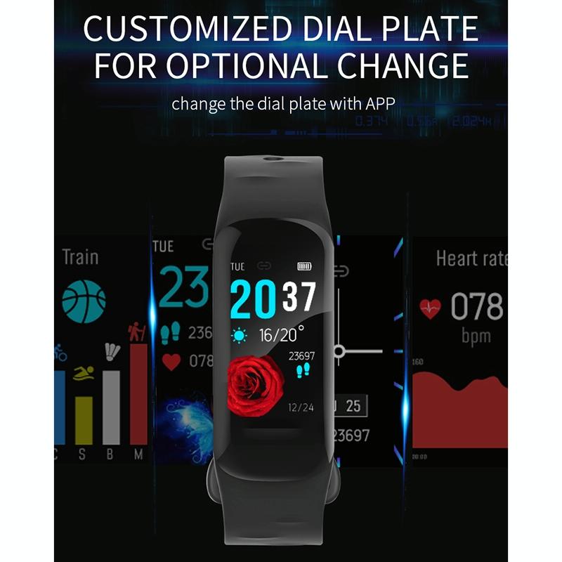Waterproof Smart Bracelet With Step Heart And Sleep Monitoring - Ip67 - Red