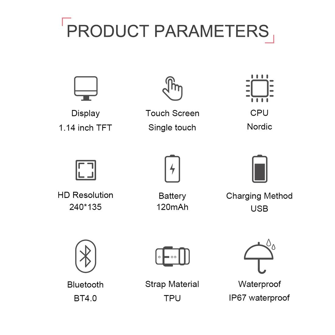 Waterproof Smart Bracelet With Call Reminder And Health Monitoring - Red