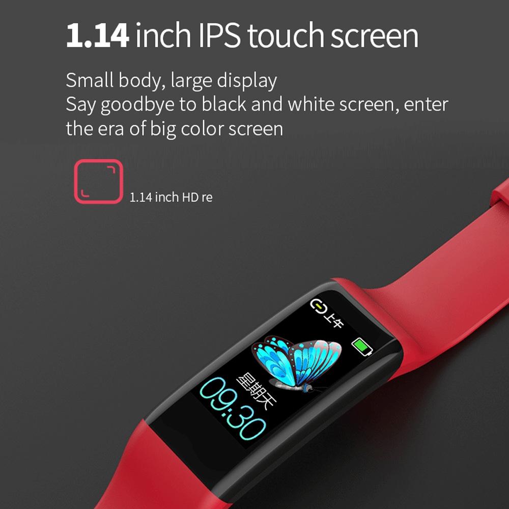 Waterproof Smart Bracelet With Call Heart Rate Bp Sleep And Sedentary Functions - Red