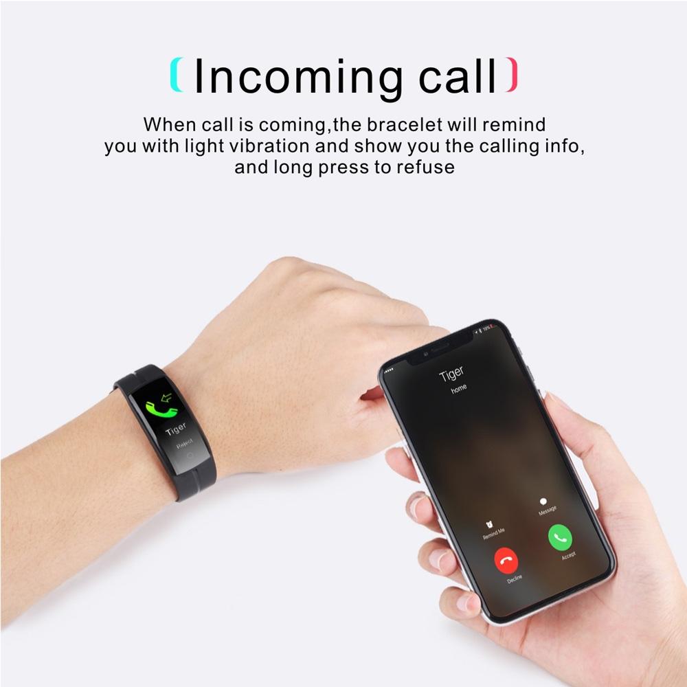 Waterproof Tft Smart Bracelet With Call / Heart / Sleep / Sedentary / Bp Monitoring - Red