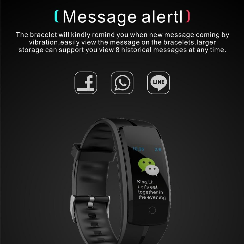 Waterproof Tft Smart Bracelet With Call / Heart / Sleep / Sedentary / Bp Monitoring - Red