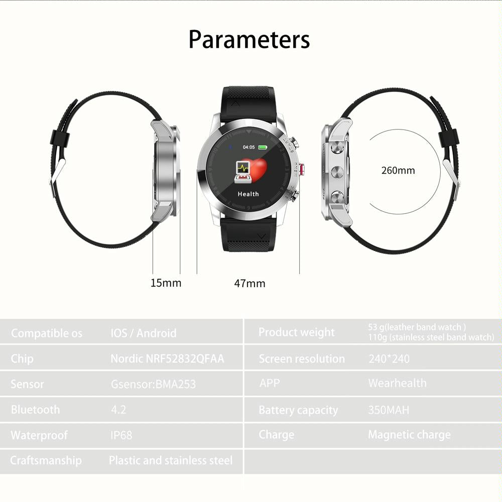 Waterproof Smart Bracelet With Call Reminder And Heart Rate Monitor - Ip68 - Silver