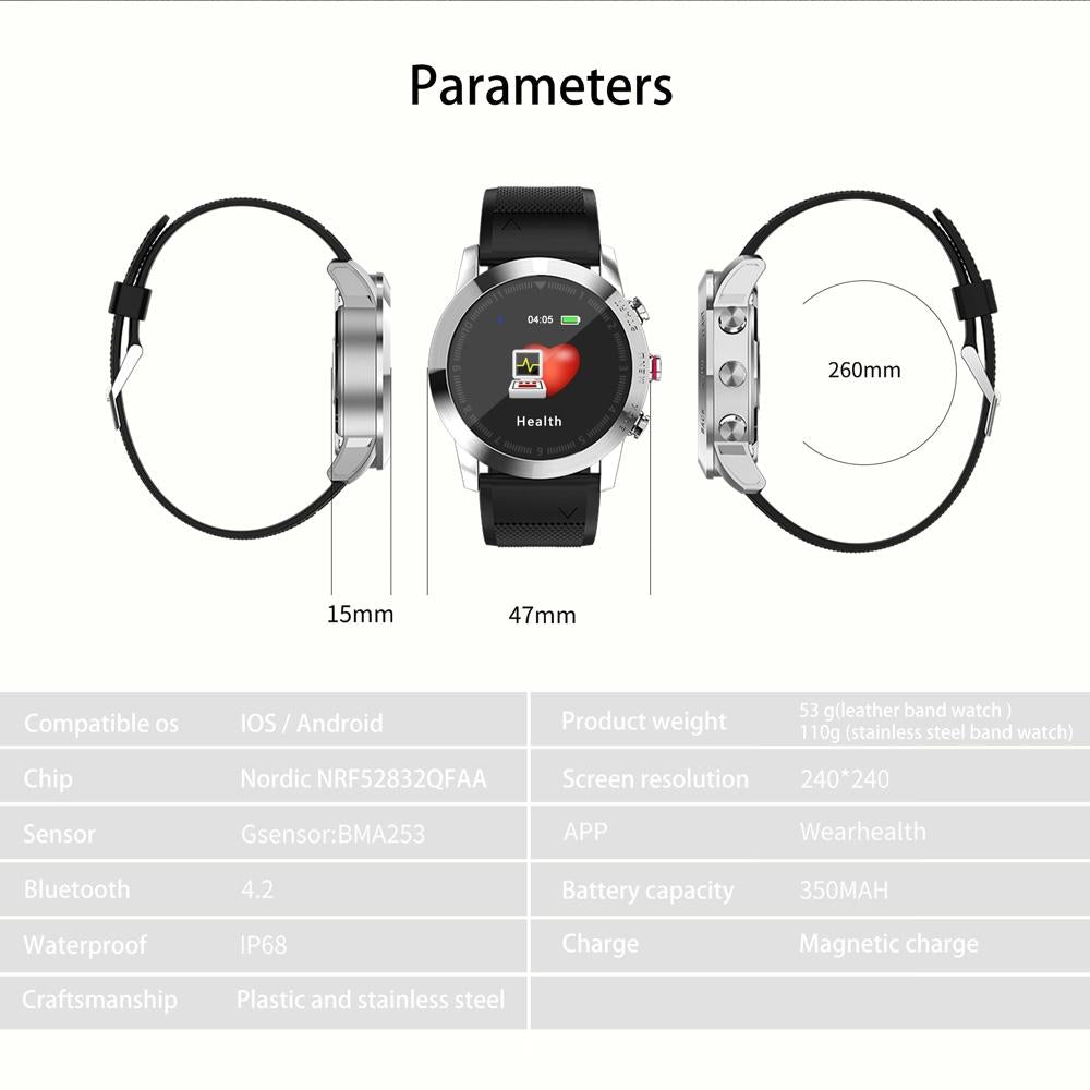 Waterproof Smart Bracelet With Call Reminder And Heart Rate Monitor - Ip68 - Silver