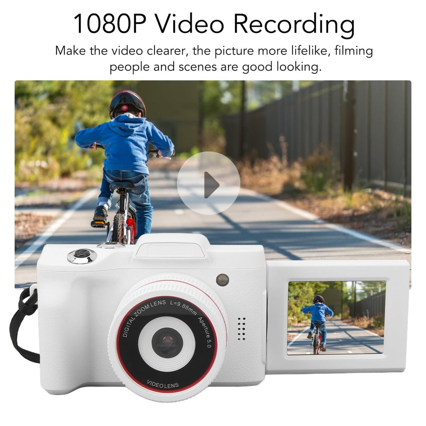 Hd 720p Recording Flip Screen Digital Camera with Interchangeable Lens and Infrared Lens - White
