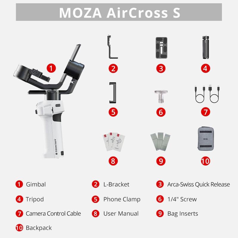 Aircross s 3 Axis Foldable Handheld Gimbal Stabilizer for Dslr Cameras and Smart Phone White
