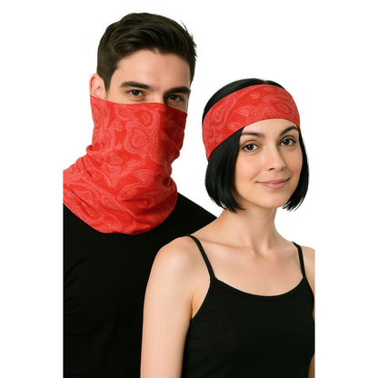 Seamless Tube Bandana Head Scarf Face Cover Mask Pattern Mask Neck Gaiter - Red