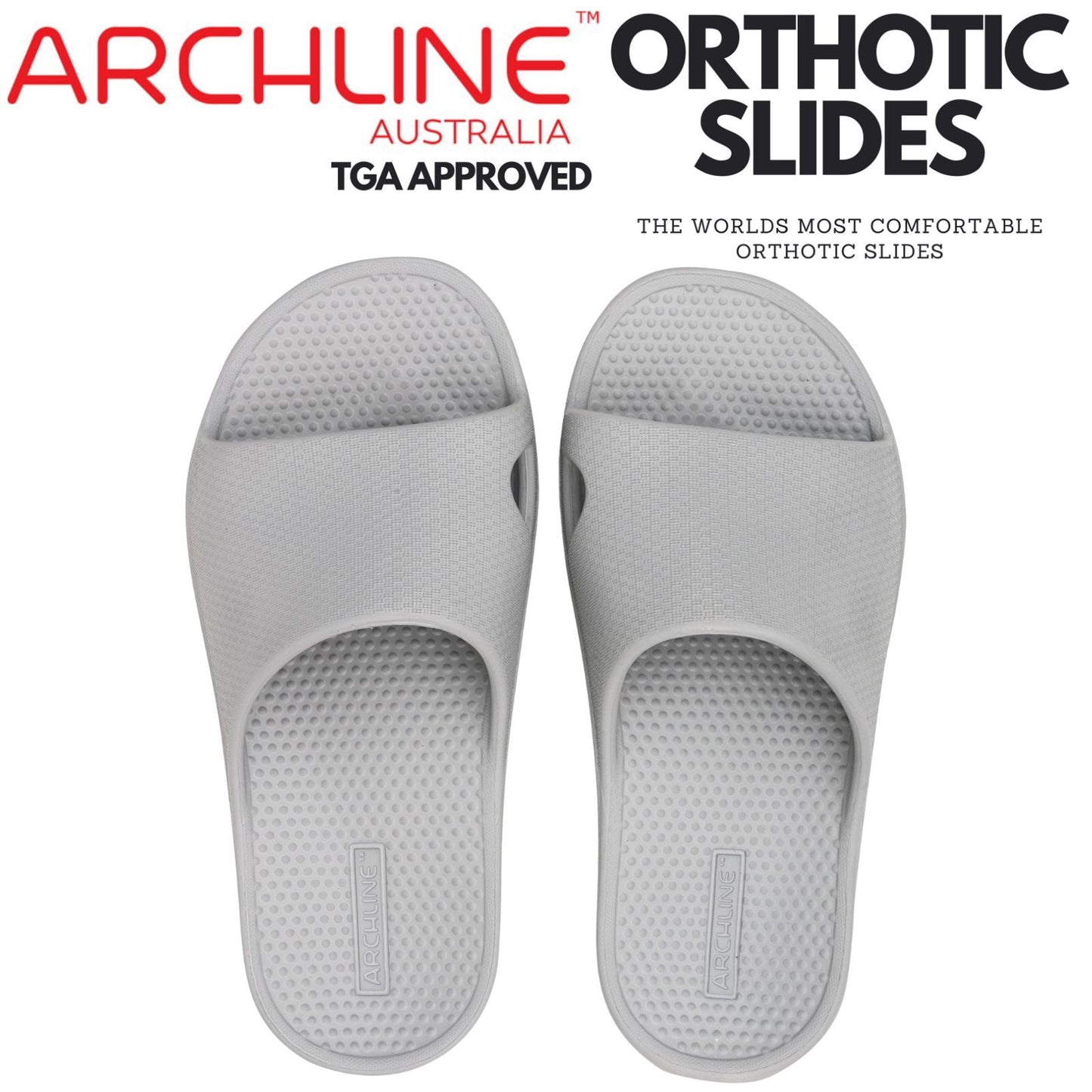 Archline Rebound Orthotic Slides Flip Flop Thongs Slip On Arch Support - Stone Grey - Euro 45