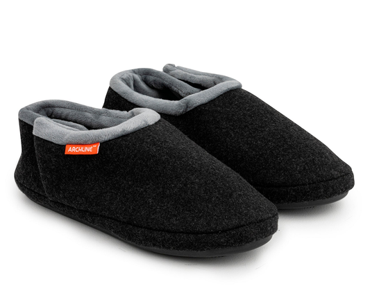 ARCHLINE Orthotic Slippers CLOSED Arch Scuffs Orthopedic Moccasins Shoes in Charcoal Marle - EUR 44