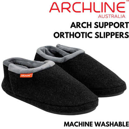 ARCHLINE Orthotic Slippers CLOSED Arch Scuffs Orthopedic Moccasins Shoes in Charcoal Marle - EUR 44