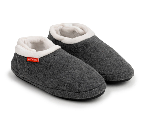 ARCHLINE Orthotic Slippers CLOSED Arch Scuffs Orthopedic Moccasins Shoes in Grey Marle - EUR 41