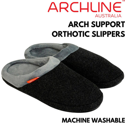 ARCHLINE Orthotic Slippers Slip On Arch Scuffs Orthopedic Moccasins in Charcoal Marle - EUR 47