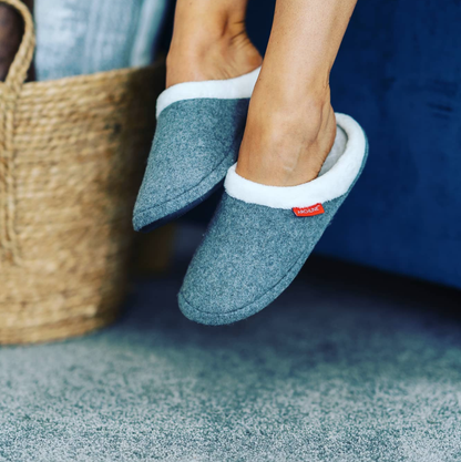 ARCHLINE Orthotic Slippers Slip On Arch Scuffs Orthopedic Moccasins in Grey Marle - EUR 37