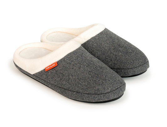 ARCHLINE Orthotic Slippers Slip On Arch Scuffs Orthopedic Moccasins in Grey Marle - EUR 38