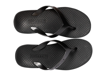 ARCHLINE Orthotic Thongs Arch Support Shoes Footwear Flip Flops Orthopedic - Black/Black - EUR 44