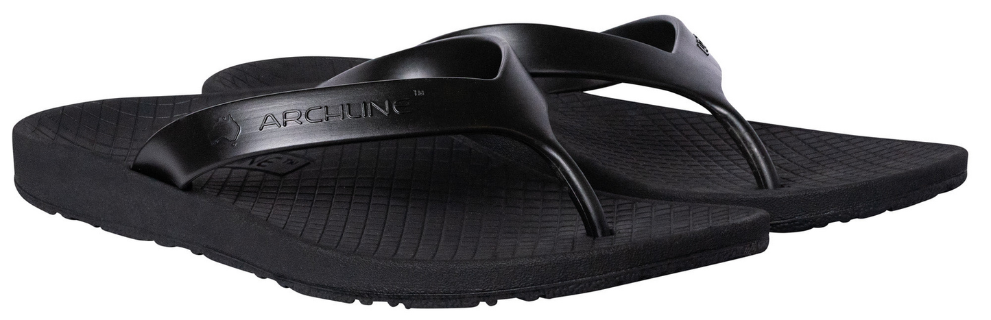 ARCHLINE Orthotic Thongs Arch Support Shoes Footwear Flip Flops Orthopedic - Black/Black - EUR 47