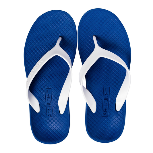 ARCHLINE Orthotic Thongs Arch Support Shoes Footwear Flip Flops Orthopedic - Blue/White  - EUR 37
