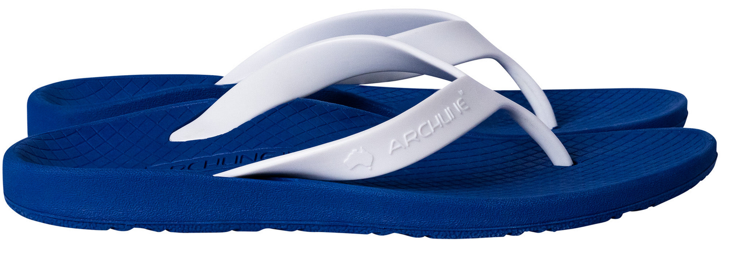 ARCHLINE Orthotic Thongs Arch Support Shoes Footwear Flip Flops Orthopedic - Blue/White  - EUR 37