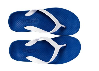 ARCHLINE Orthotic Thongs Arch Support Shoes Footwear Flip Flops Orthopedic - Blue/White  - EUR 45