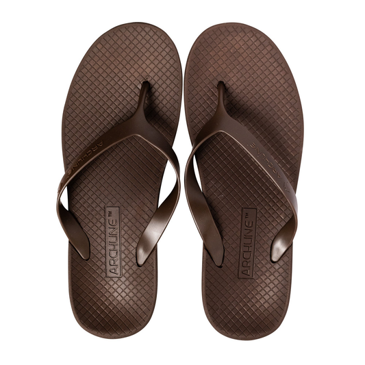 ARCHLINE Orthotic Thongs Arch Support Shoes Footwear Flip Flops Orthopedic - Brown/Brown - EUR 39
