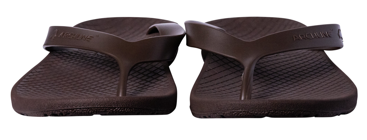 ARCHLINE Orthotic Thongs Arch Support Shoes Footwear Flip Flops Orthopedic - Brown/Brown - EUR 44
