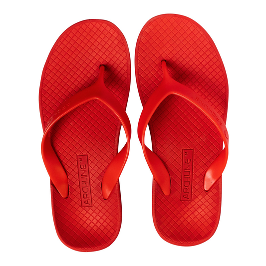 ARCHLINE Orthotic Thongs Arch Support Shoes Footwear Flip Flops Orthopedic - Red/Red  - EUR 44