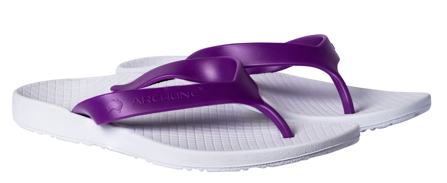 ARCHLINE Orthotic Thongs Arch Support Shoes Footwear Flip Flops Orthopedic - White/Fuchsia - EUR 41