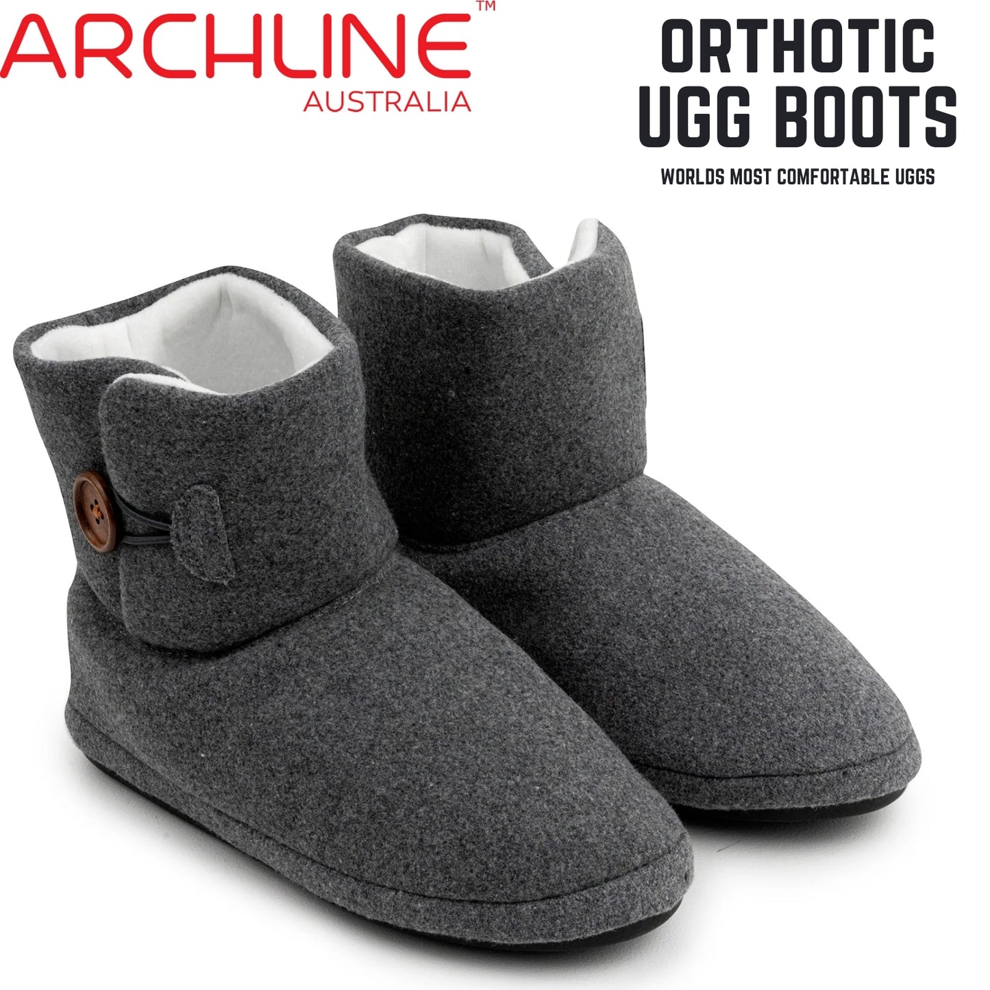 Archline Orthotic UGG Boots Slippers Arch Support Warm Orthopedic Shoes - Grey - EUR 43 (Women's US 12/Men's US 10)