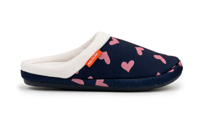 ARCHLINE Orthotic Slippers Slip On Scuffs Pain Relief Moccasins - Navy with Hearts - EUR 41 (Womens US 10)