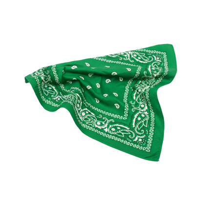 BANDANA Paisley 100% COTTON Head Wrap Durag Bandanna Summer Biker Scarf Mask - Dark Green