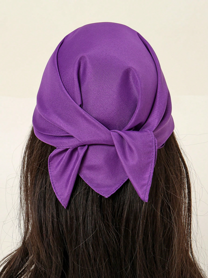 Plain Bandana 100% COTTON Head Wrap Durag Bandanna Summer Biker Scarf Mask - Purple