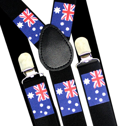 Mens Suspenders Braces Adjustable Strong Clip On Elastic Formal Wedding Slim - Australia Flag