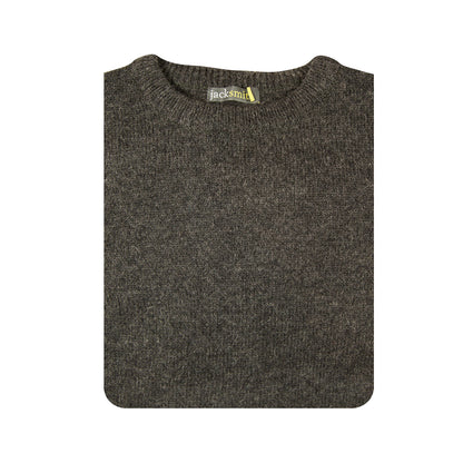Mens 100% Shetland Ragg Wool Round Neck Knit Jumper Pullover Crew Sweater - Charcoal (29) - 6XL