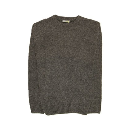 Mens 100% Shetland Ragg Wool Round Neck Knit Jumper Pullover Crew Sweater - Charcoal (29) - 6XL