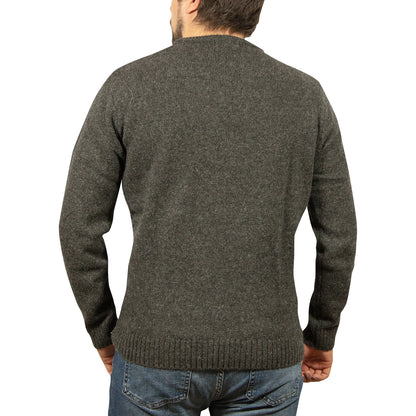 Mens 100% Shetland Ragg Wool Round Neck Knit Jumper Pullover Crew Sweater - Charcoal (29) - 6XL