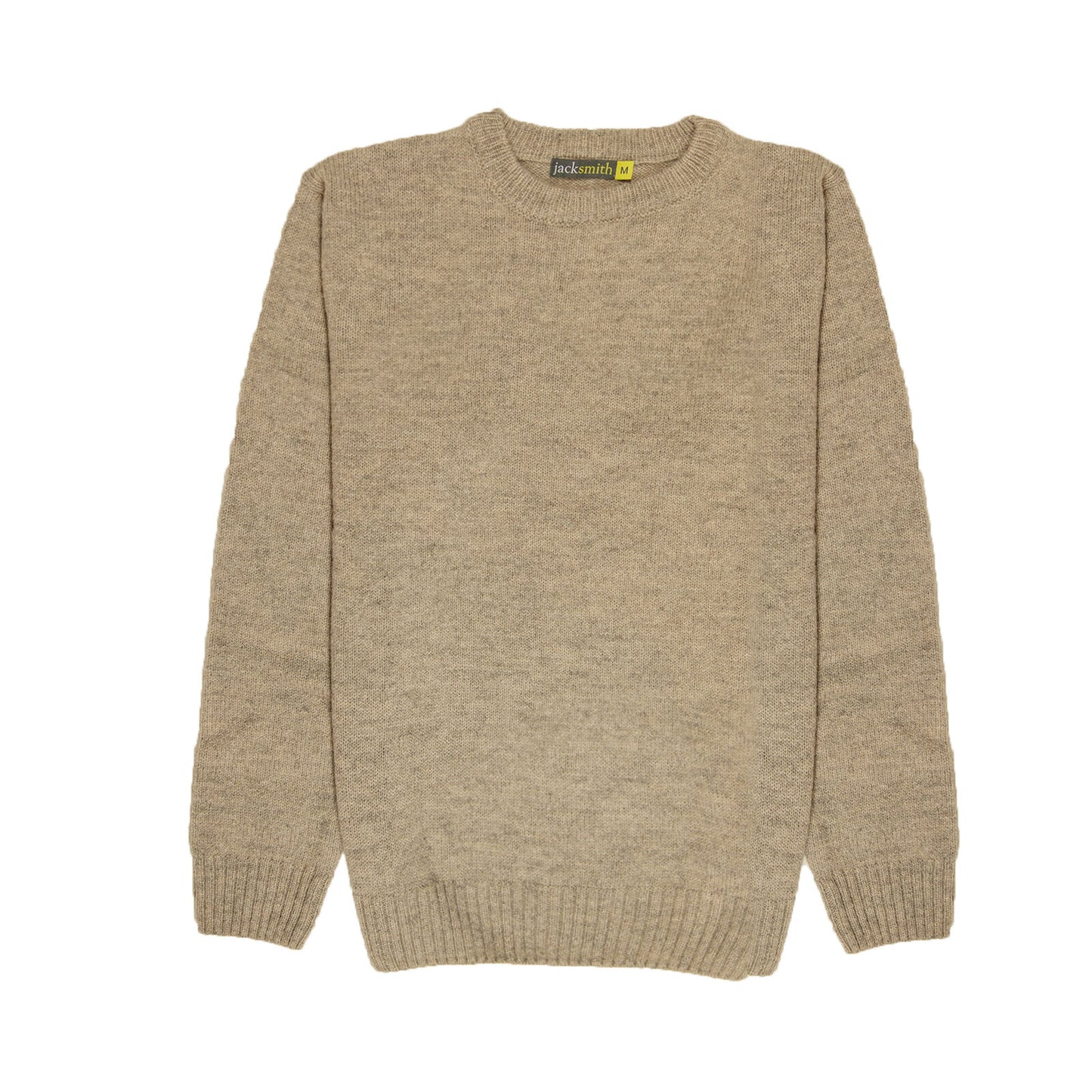 100% SHETLAND RAGG WOOL CREW Round Neck Knit JUMPER Pullover Mens Sweater Knitted - Beige - L